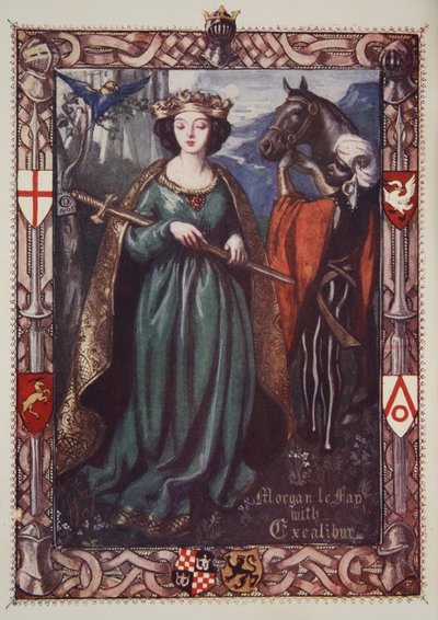 Morgan le Fay mit Excalibur, Illustration aus 